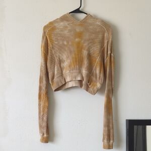 Tie-Dye Cropped Hoodie - Tan